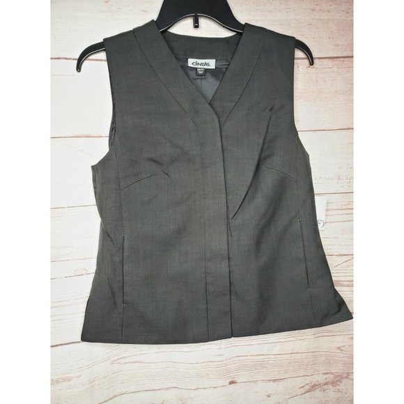 Cintas XS Women Hidden Button Polyester Black Suit Vest With 2 Pockets - Picture 11 of 12